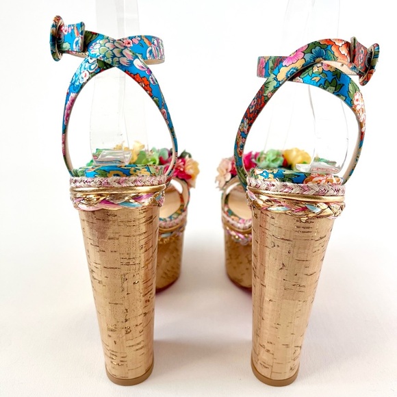CHRISTIAN LOUBOUTIN | Arielle sevillana Floral Platform Ankle Wrap Sandals 37 38 - Picture 6 of 13